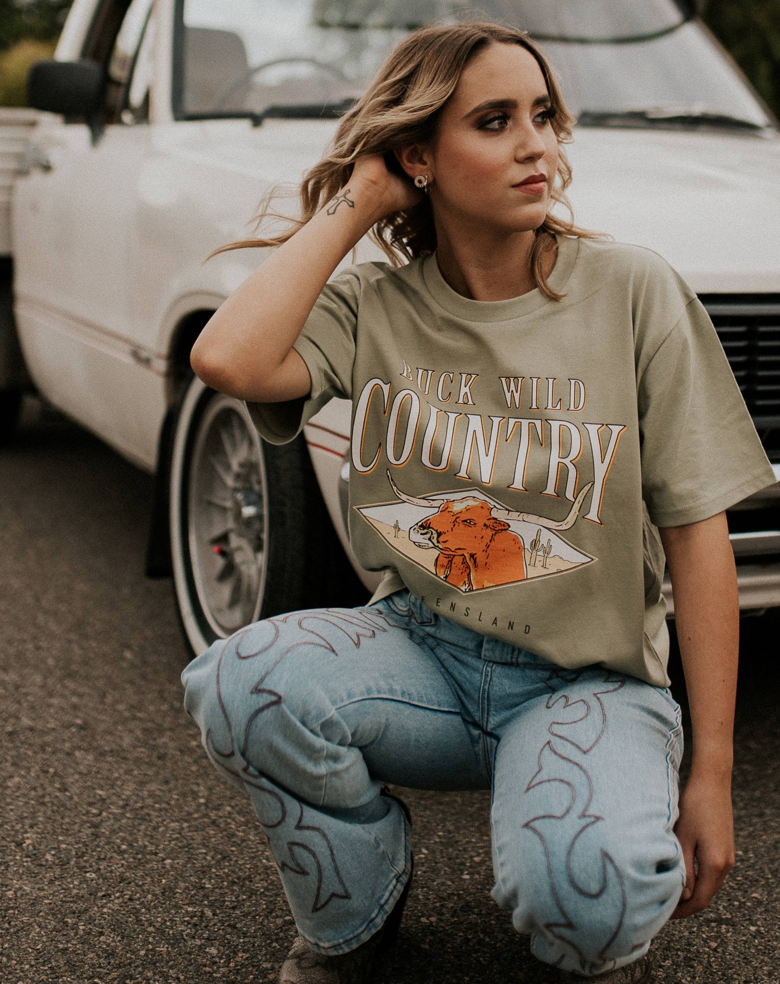 LONG HORN COUNTRY T-SHIRT - PISTACHIO