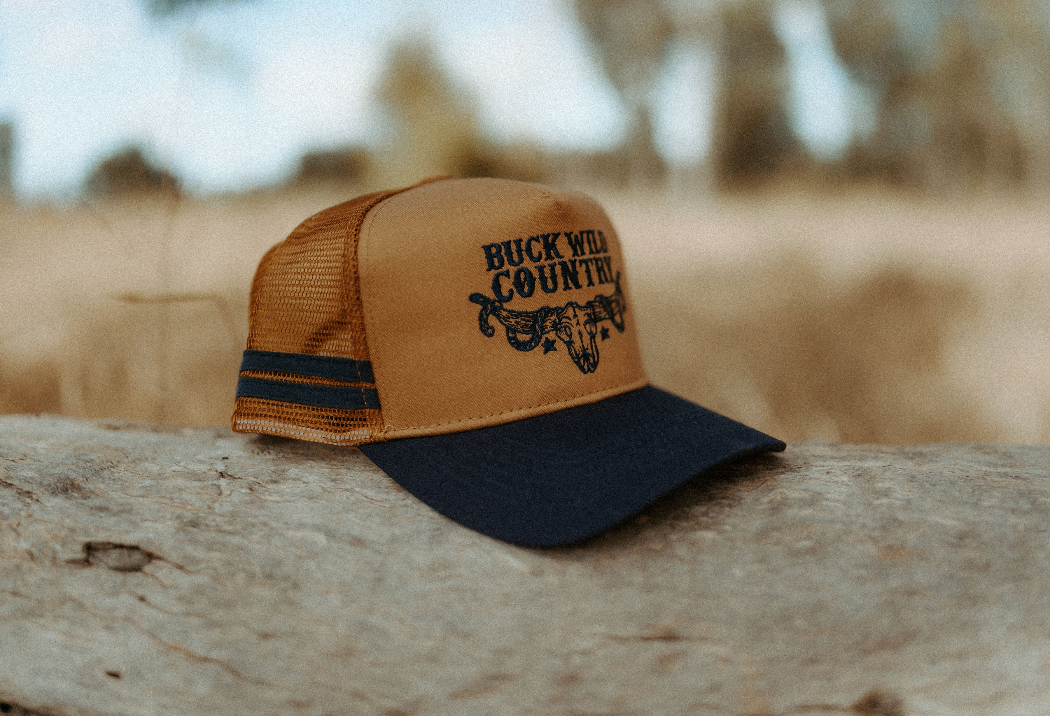 NAVY & SAND BUCKLE UP TRUCKER