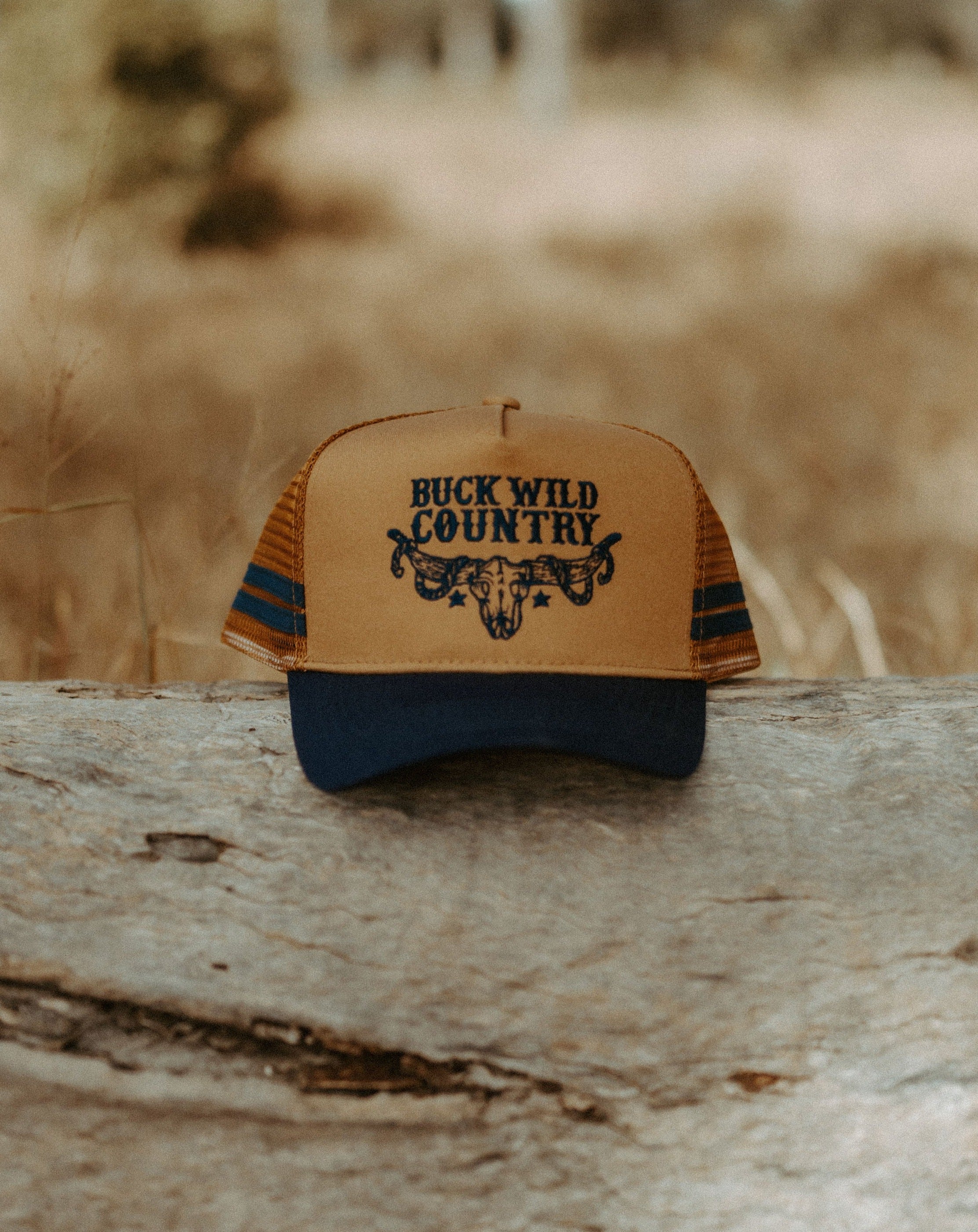 NAVY & SAND BUCKLE UP TRUCKER