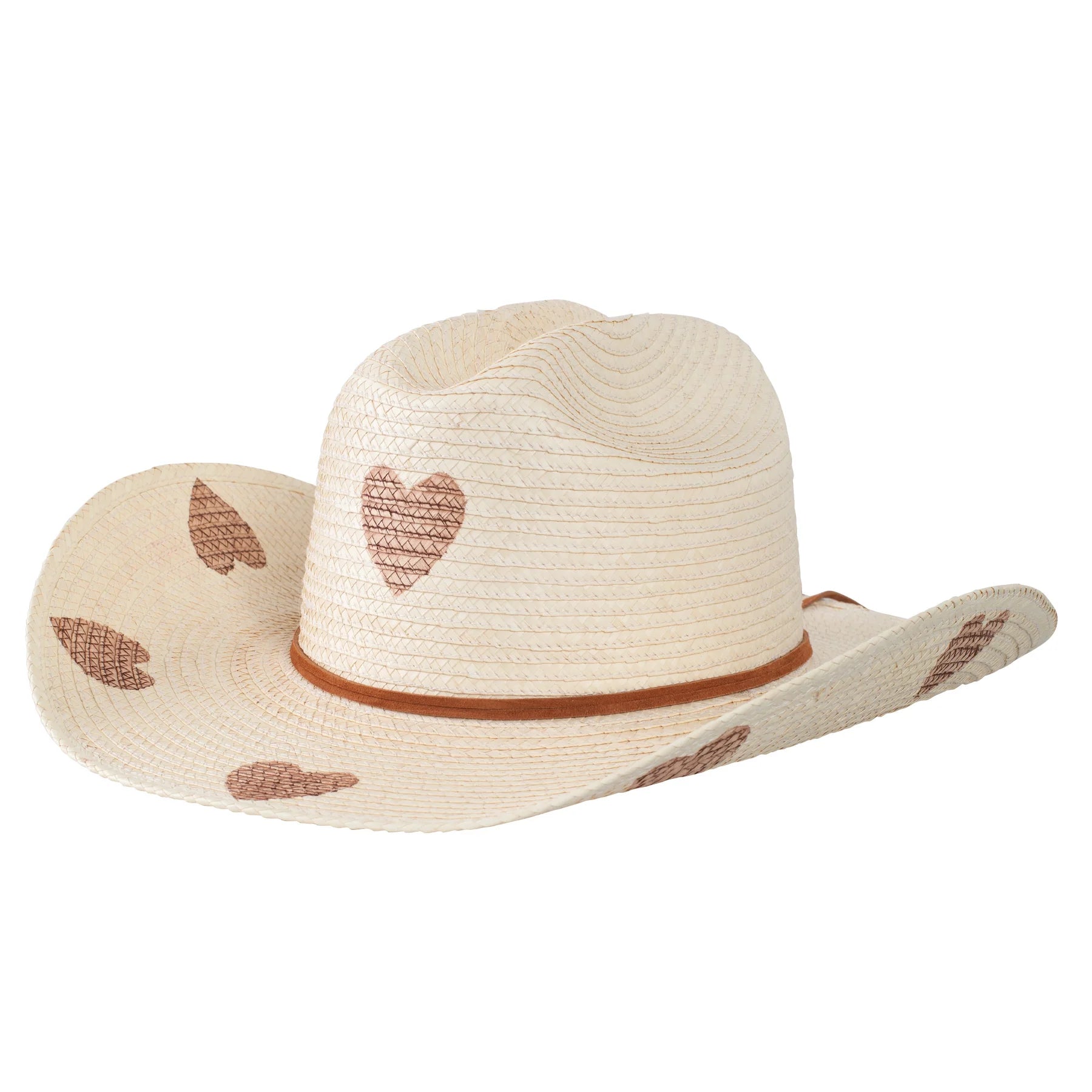 Kids Cattleman Palm Leaf Hat - Natural/Single Longhorn