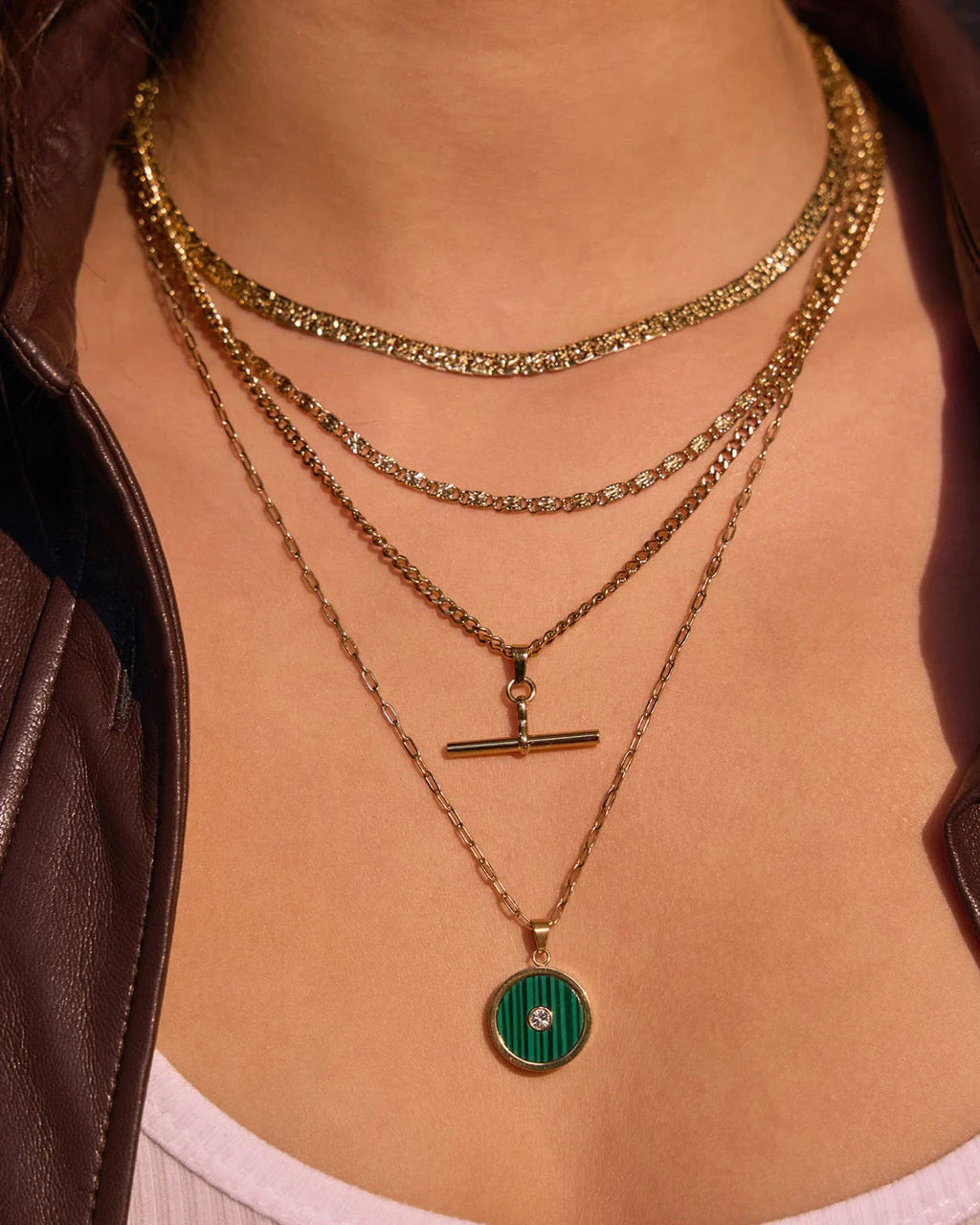 Koda Gold Necklace - Malachite