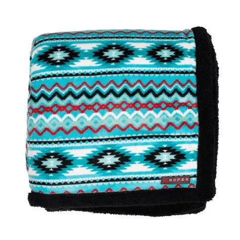 Roper Red Aztec Throw - Turquoise Black