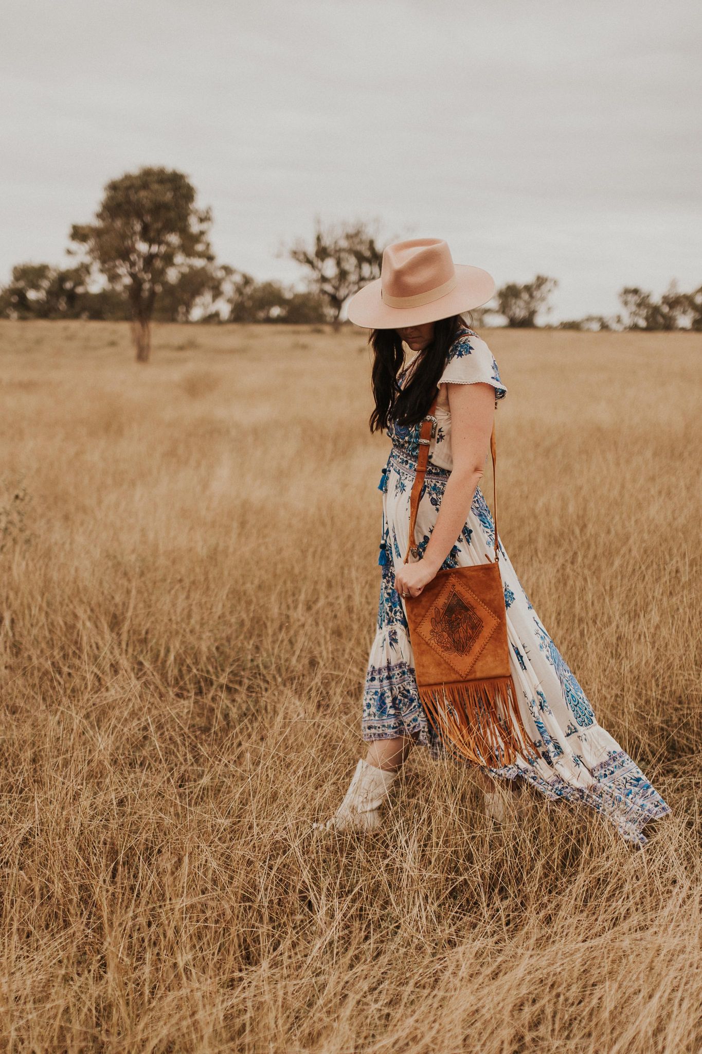 HIGH HORSE TASSEL SUED TAN BAG