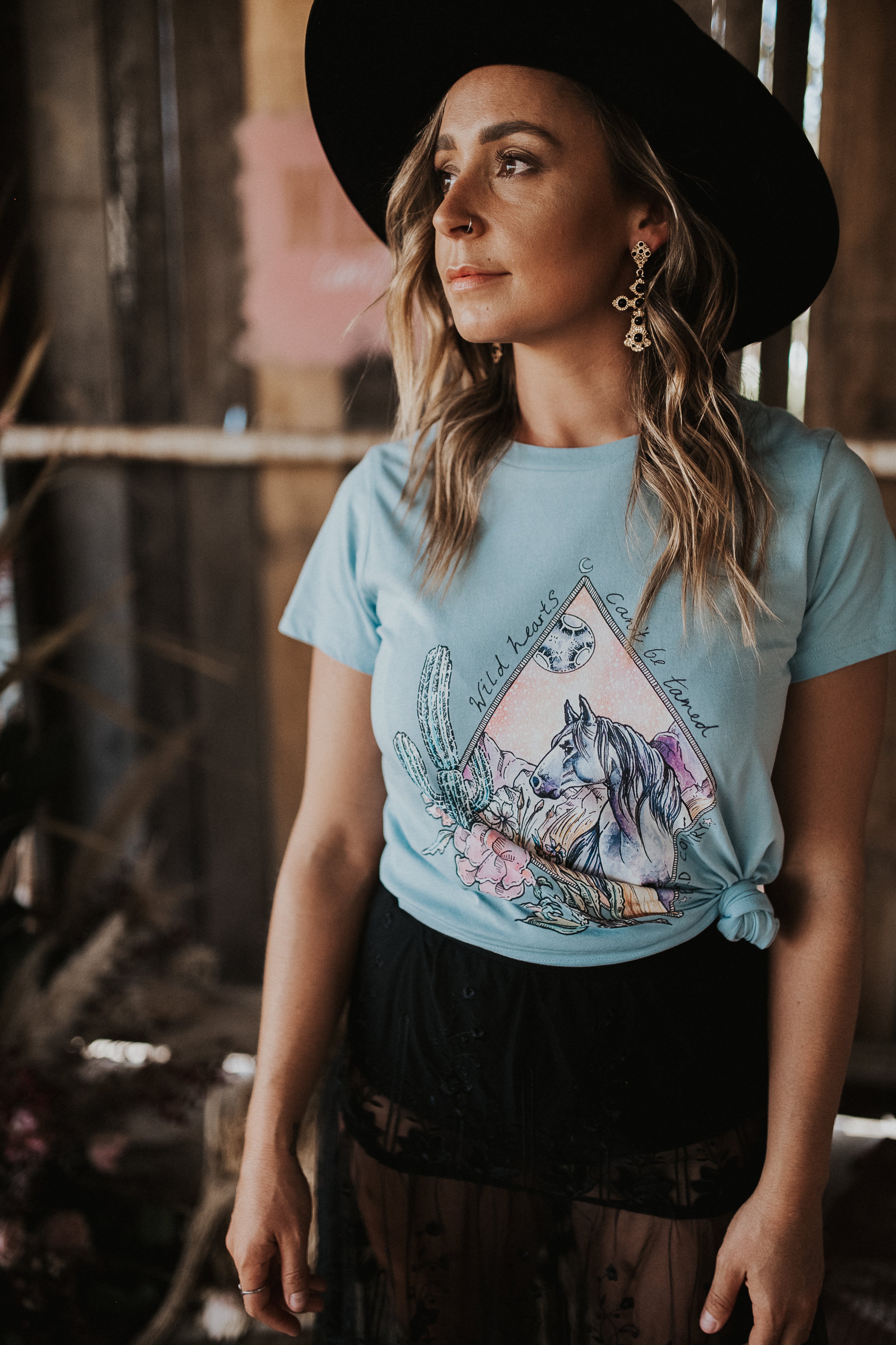 WILD HEARTS PALE BLUE T-SHIRT
