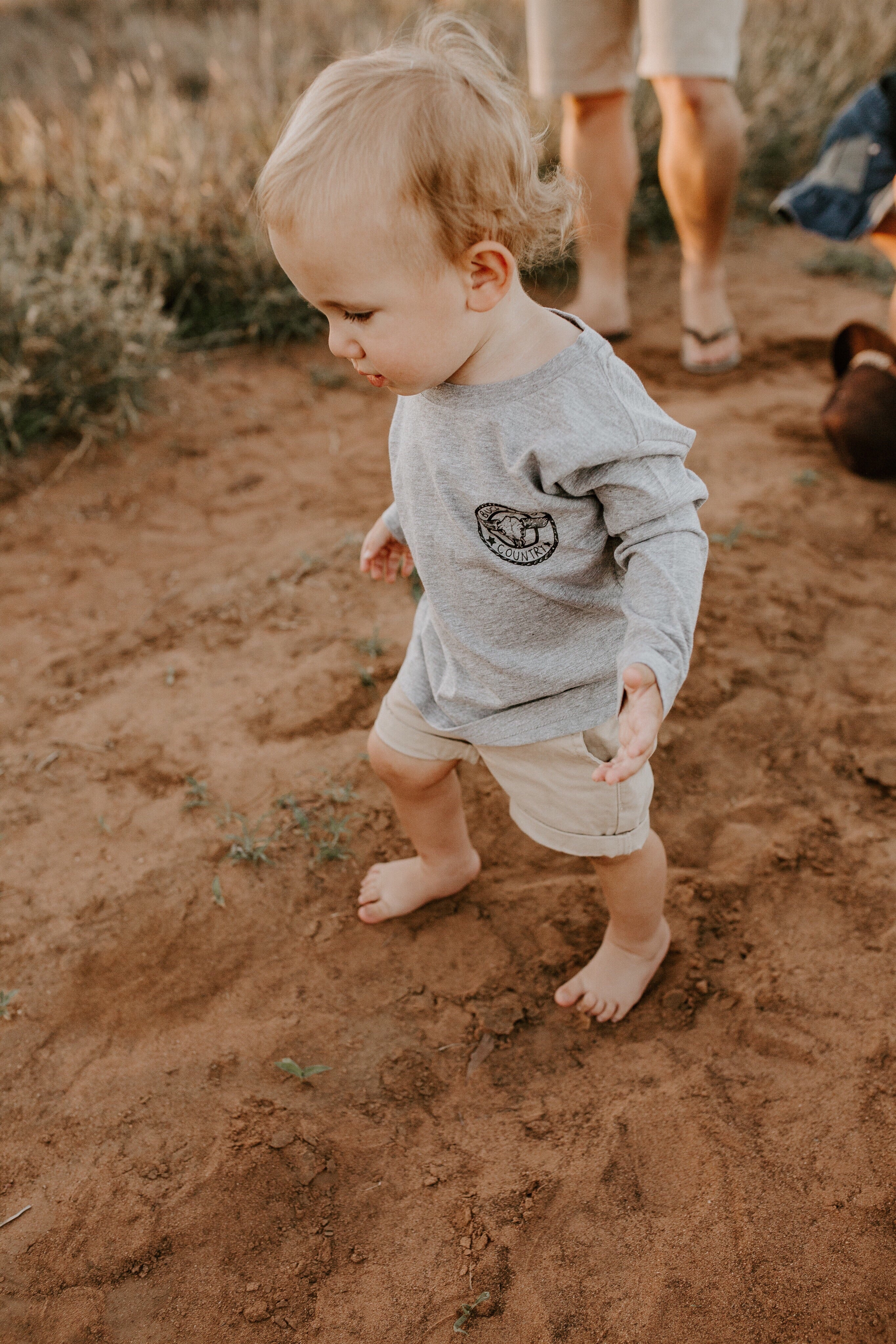 GREY LITTLE BUCKS LONG SLEEVE TEE