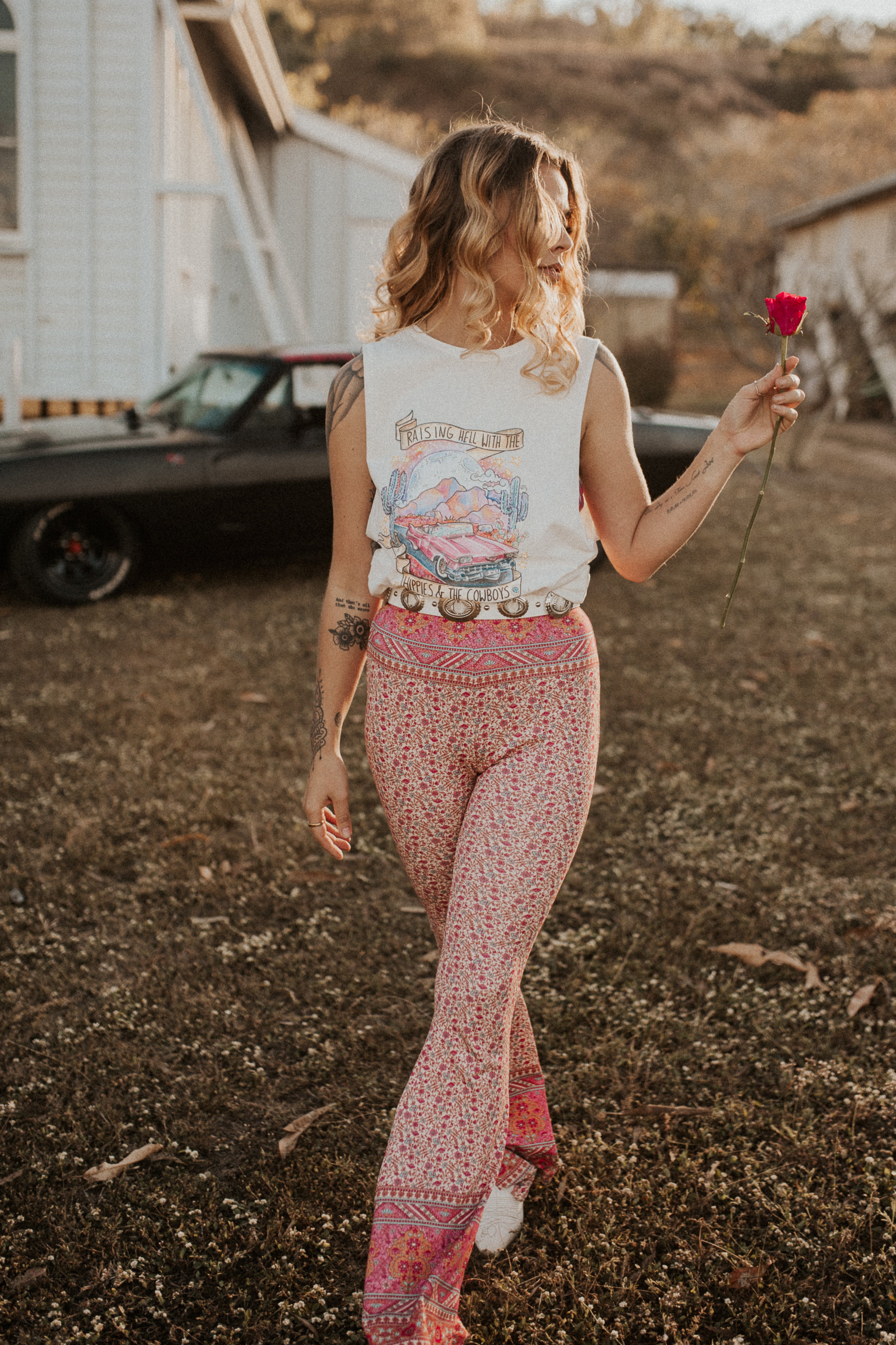 TRAVELING PANTS SUNSET SKY FLARE