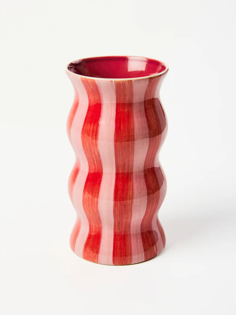 PALMA RED PINK STRIPE VASE