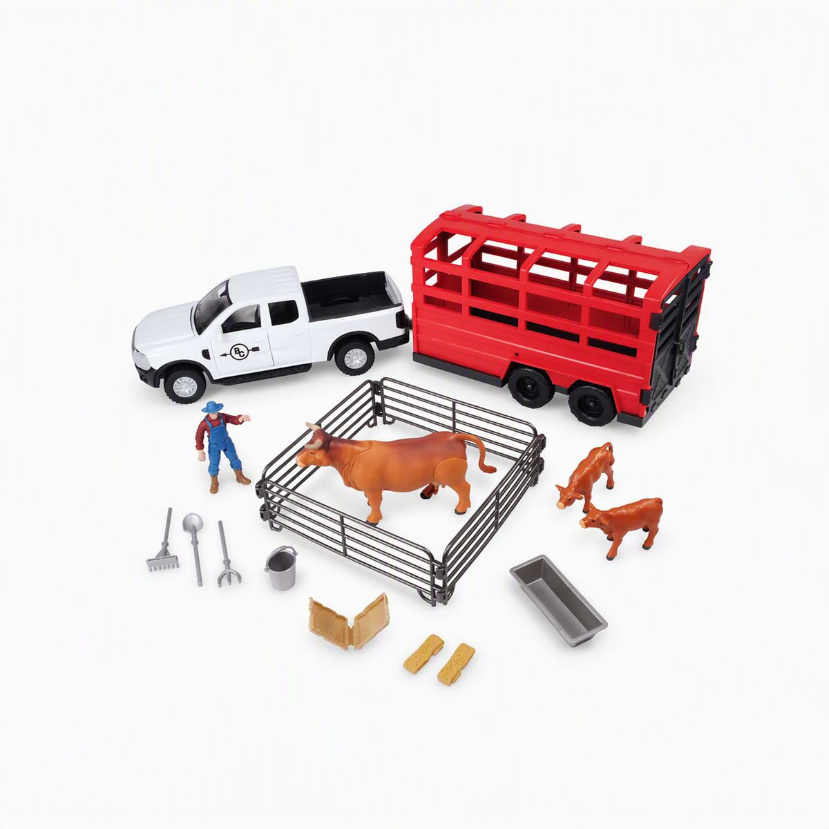 18 Piece Truck & Cattle Trailer Playset