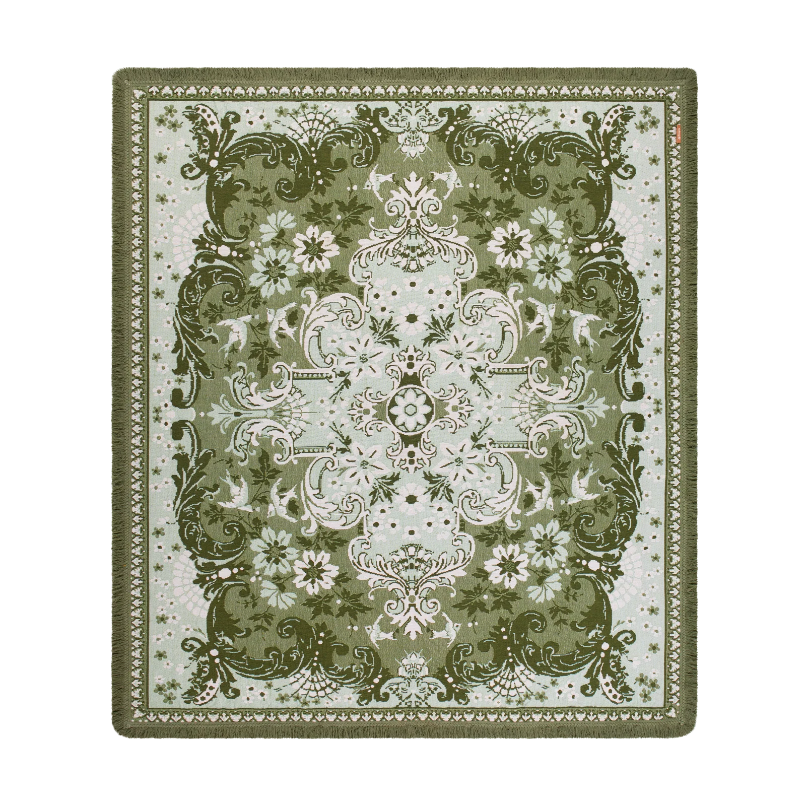 Ornate Floral Throw - Fern