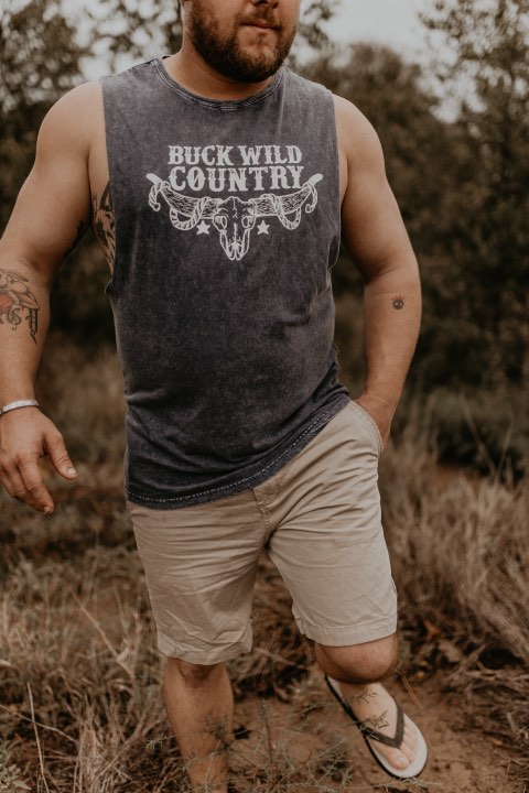 WILD RIDE STONE WASH BLUE SINGLET